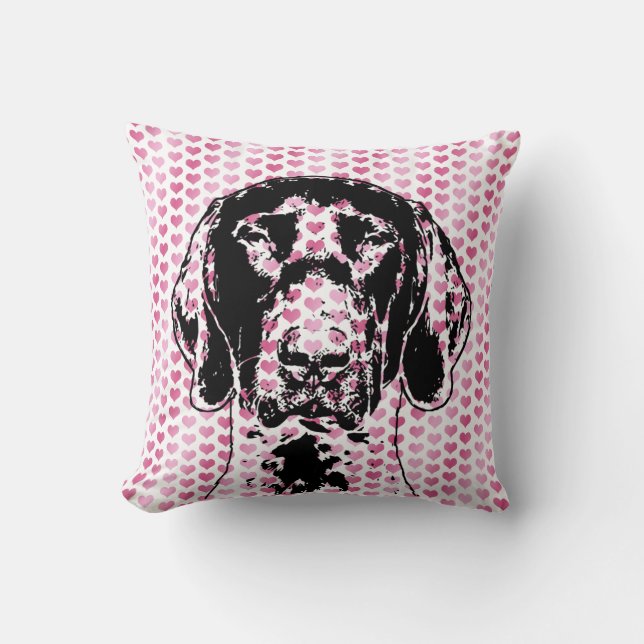 Valentines German Shorthair Pointer Dog Silhouette Cushion (Front)