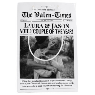 Valentines Gift Bag, Couple Newspaper Gift Bag