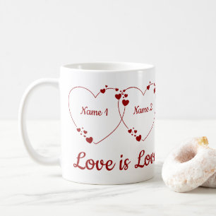 Valentine's Gift Two Hearts Two Names Coffee Mug