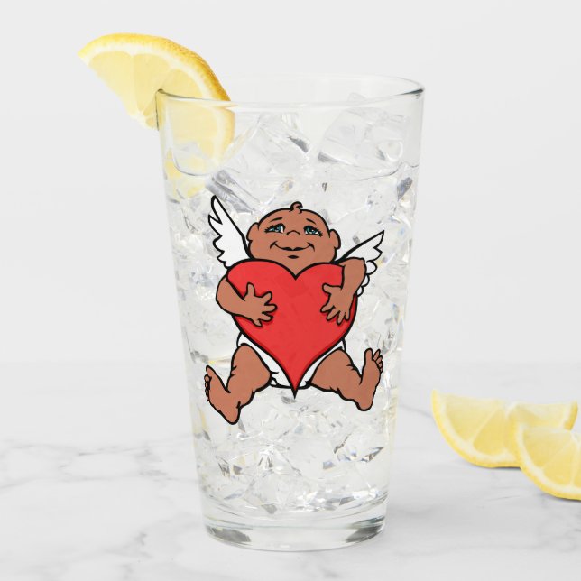 Valentine's Glasses Personalised Cupid Art Glass (Front Ice)