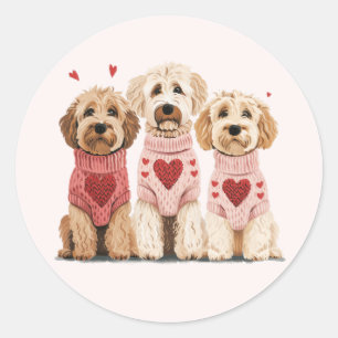 Valentines Goldendoodle Dogs Classic Round Sticker