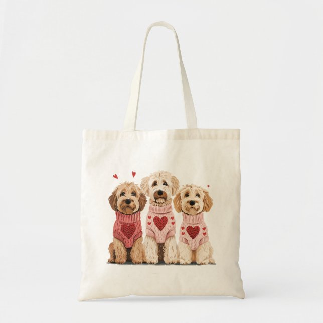 Valentines Goldendoodle Dogs Tote Bag (Front)