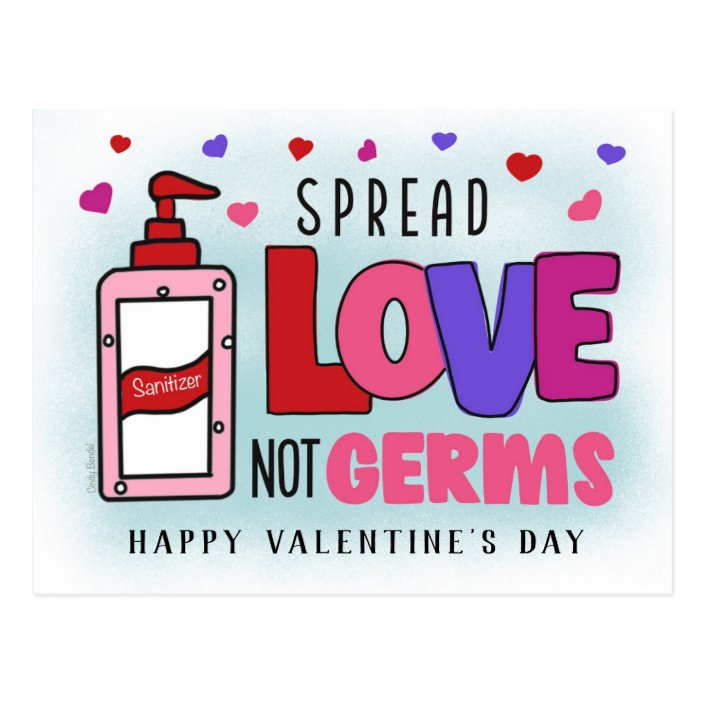 Valentines Hand Sanitizer Spread Love Not Germs Postcard | Zazzle.co.uk