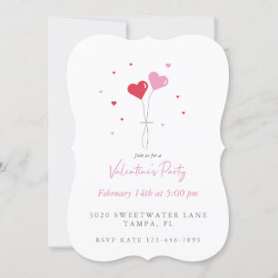 Valentine's Heart Balloons Party Invitation