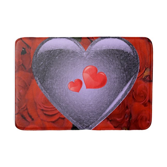 valentines heart bathroom bathmat (Front)
