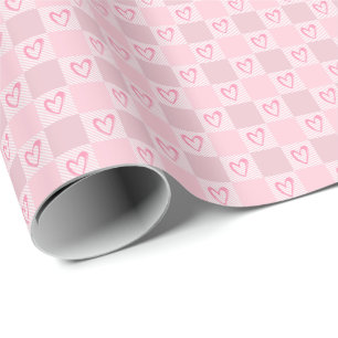 Valentine's Heart Check Pattern Wrapping Paper