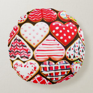 Valentine's Heart Cookies: Homemade Love. Round Cushion