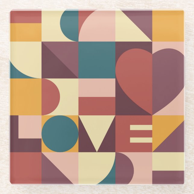 Valentine's heart design, abstract background. glass coaster (Front)