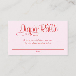 Valentines heart girl baby shower diaper raffle enclosure card