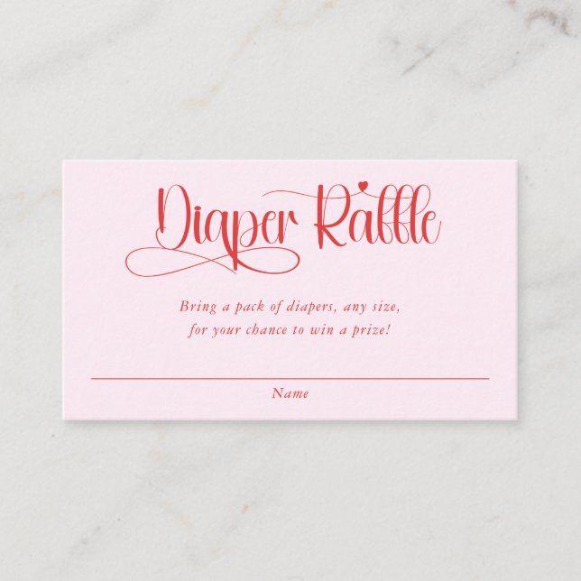 Valentines heart girl baby shower diaper raffle enclosure card (Front)