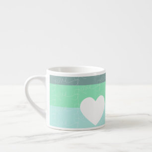 Valentines Heart Hand-Drawn Love Blue Green Espresso Cup