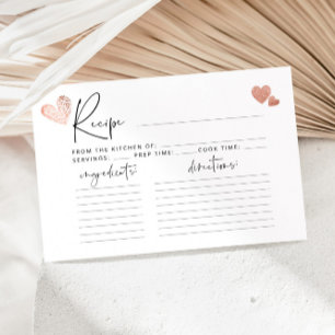 Valentines heart minimalist bridal recipe card