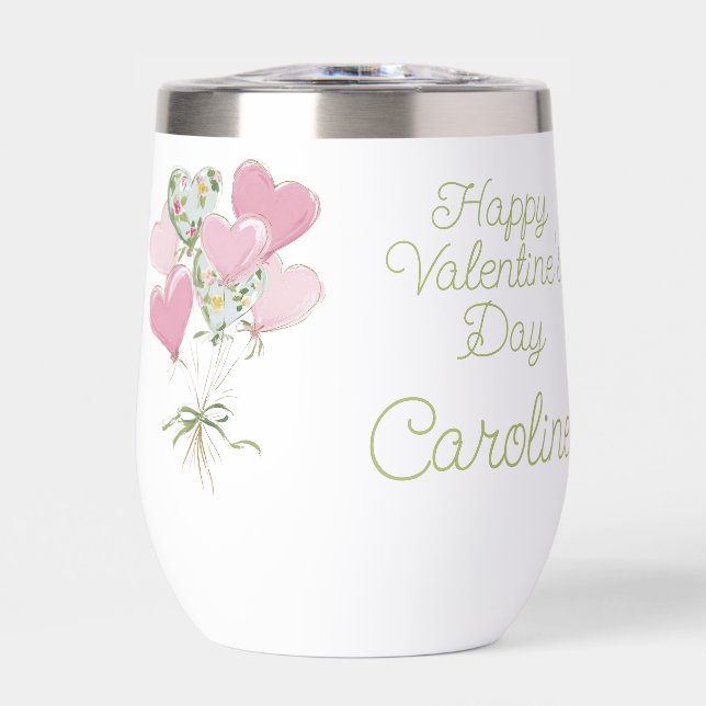 Valentine's Heart Pink and Green Heart Balloons (Front)