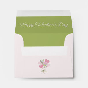 Valentine's Heart Pink and Green Heart Balloons Envelope