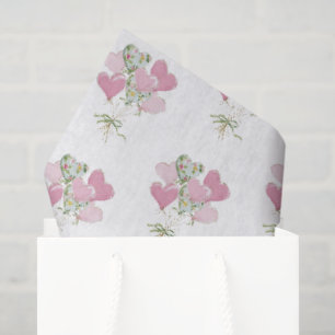Valentine's Heart Pink and Green Heart Balloons Tissue Paper