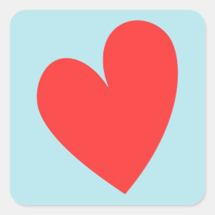 Valentine's Heart Red and Blue Square Sticker