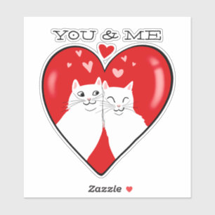 Valentines heart white cats YOU & ME