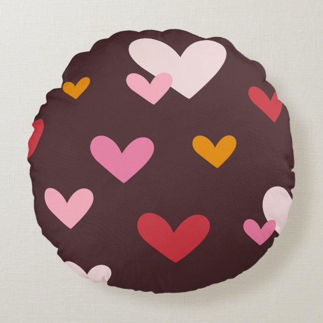 Valentine's Hearts Aflutter Round Cushion (Front)