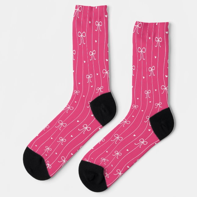 Valentine's Hearts and Bows Pink Socks (Left)