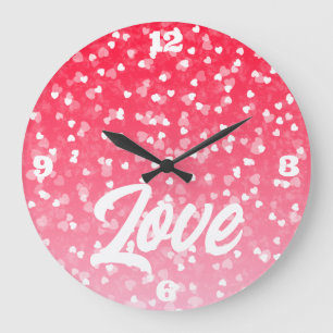 Valentine's Hearts and Love Large Clock