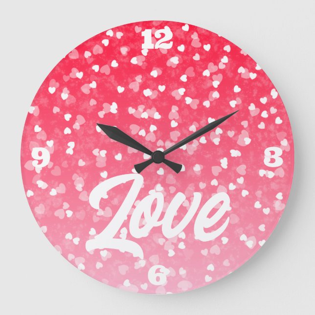Valentine's Hearts and Love Large Clock (Front)