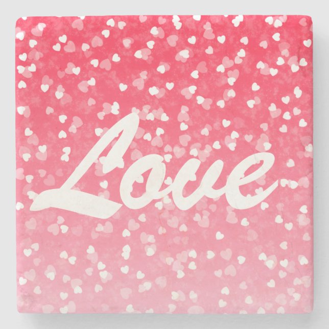 Valentine's Hearts and Love Stone Coaster (Front)