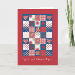 Valentine's Hearts and Roses, Welsh Greeting Holiday Card