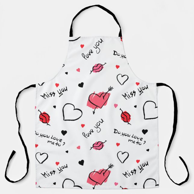 Valentine's Hearts Arrow Seamless Apron (Front)