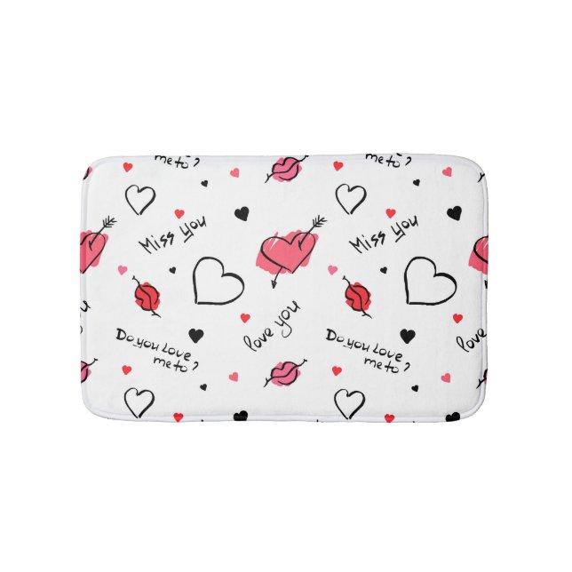 Valentine's Hearts Arrow Seamless Bath Mat (Front)