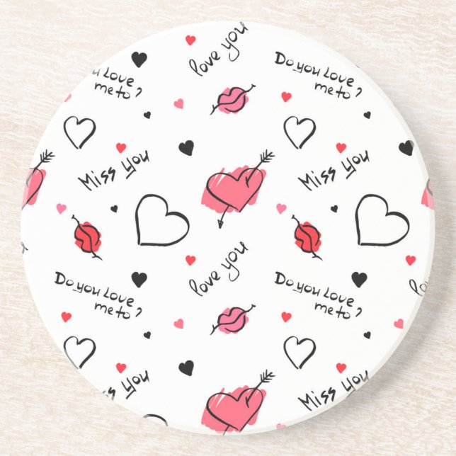 Valentine's Hearts Arrow Seamless Coaster (Front)