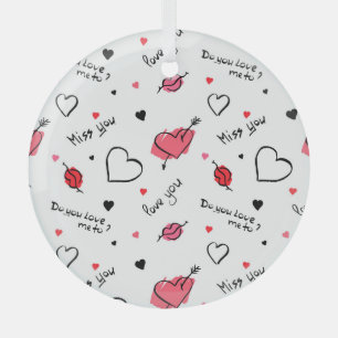 Valentine's Hearts Arrow Seamless Glass Tree Decoration