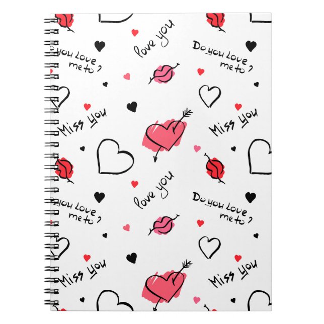 Valentine's Hearts Arrow Seamless Notebook (Front)