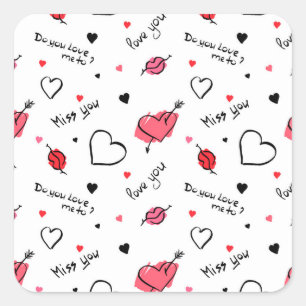 Valentine's Hearts Arrow Seamless Square Sticker