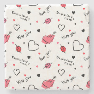 Valentine's Hearts Arrow Seamless Stone Coaster