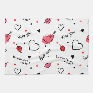 Valentine's Hearts Arrow Seamless Tea Towel