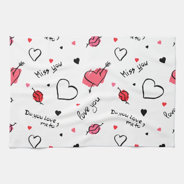 Valentine's Hearts Arrow Seamless Tea Towel (Horizontal)