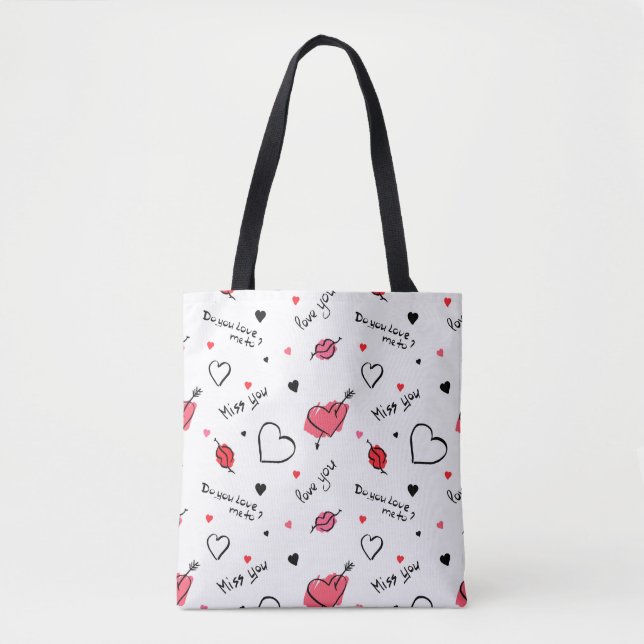 Valentine's Hearts Arrow Seamless Tote Bag (Front)