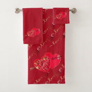 Valentine's Hearts Bath Towel Set