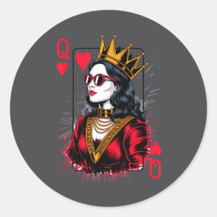 Valentines Hearts Card Queen Humor Classic Round Sticker