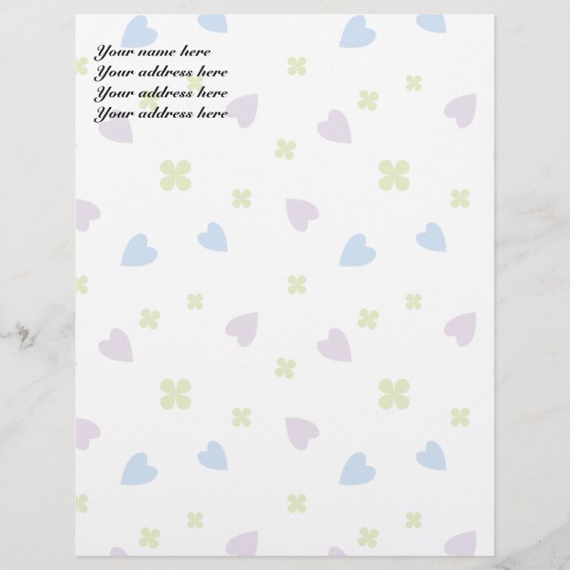 Valentine's Hearts Customized Letterhead (Front)