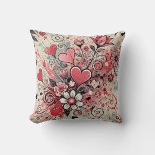 Valentines Hearts / Daisy / Splatter Art Cushion