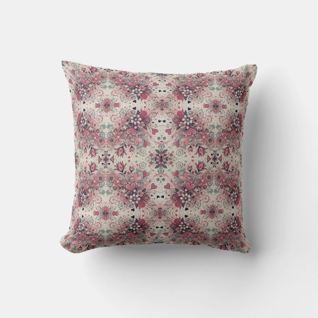 Valentines Hearts / Daisy / Splatter Art / Mirror Cushion (Front)