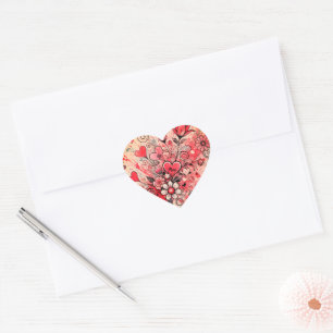 Valentines Hearts / Daisy / Splatter Art / Sangria Heart Sticker
