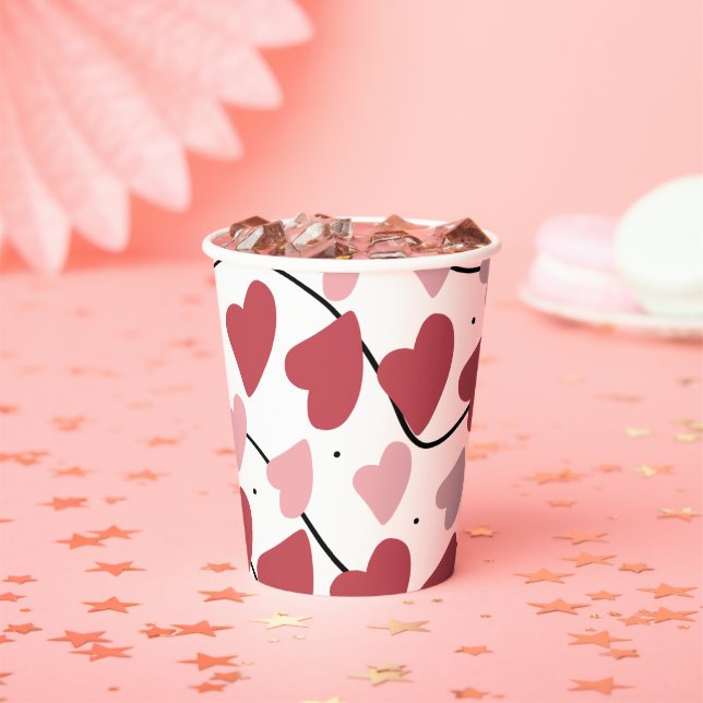 Valentines Hearts Doodles Dots Pattern    Paper Cups (Insitu)