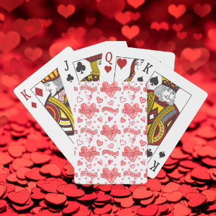 Valentine's Hearts I Love You Be Mine Pattern Playing Cards