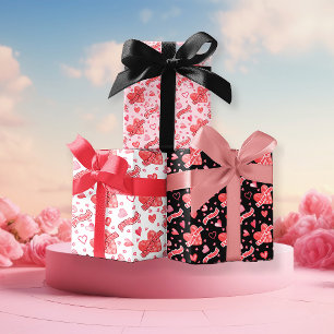 Valentine's Hearts I Love You Be Mine Pattern Wrapping Paper Sheet