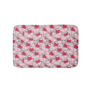 Valentine's Hearts on Envelopes Bath Mat
