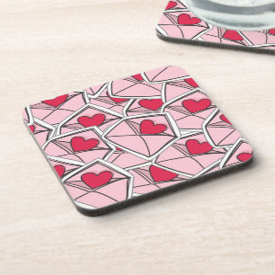 Valentine's Hearts on Envelopes Coaster