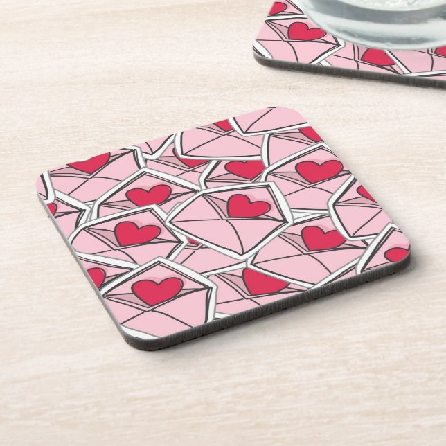 Valentine's Hearts on Envelopes Coaster (Left Side)