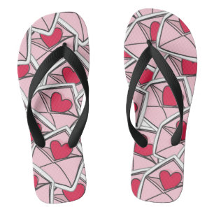 Valentine's Hearts on Envelopes Flip Flops